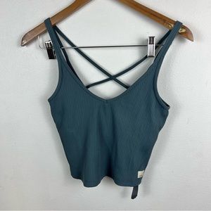 Vuori Rib Crop Tank in Stone